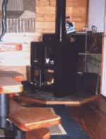 Unique hand crafted stairs lead up to the loft bedroom.